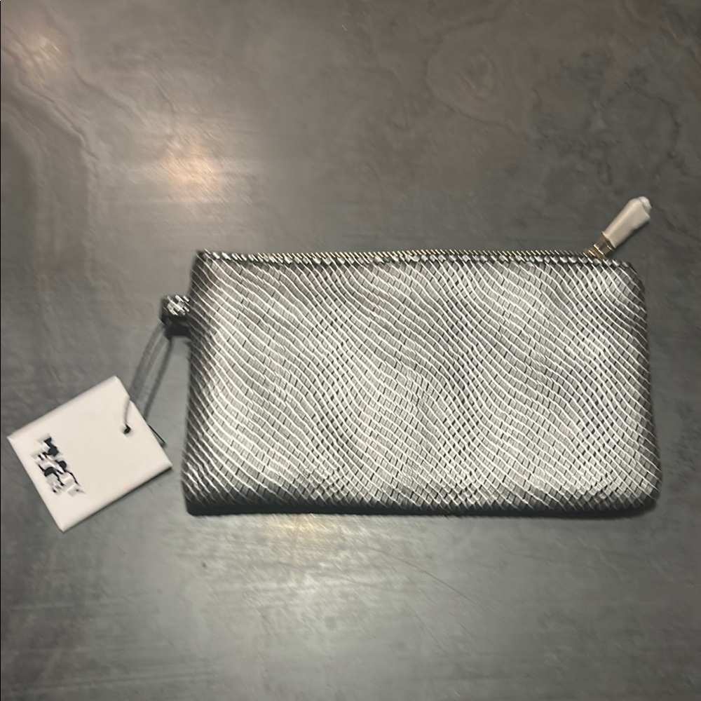 Silver Textured Women's Clutch